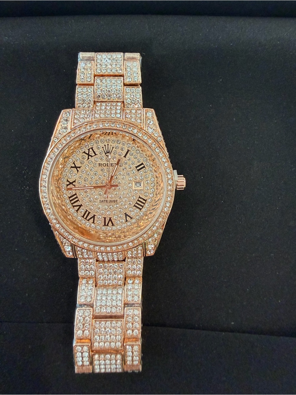 Rose Gold Crystal Pavé Men's Datejust Watch